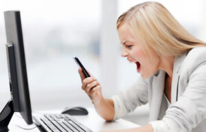 Article about customer emotions. Angry Woman With Phone
